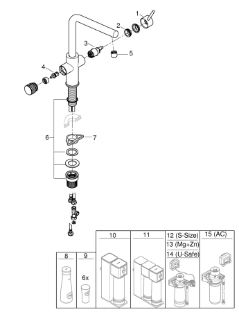 Baterie bucatarie Grohe 30600000, 1 bar, 367 mm, 223 mm, 1 orificii instalare, 2 sprayuri, 180 unghi pivotare, Crom [6]