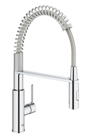 Baterii bucatarie - Baterie bucatarie Grohe 30614000, 1 bar, 455 mm, 236 mm, 1 orificii instalare, 2 sprayuri, 360 unghi pivotare, Crom