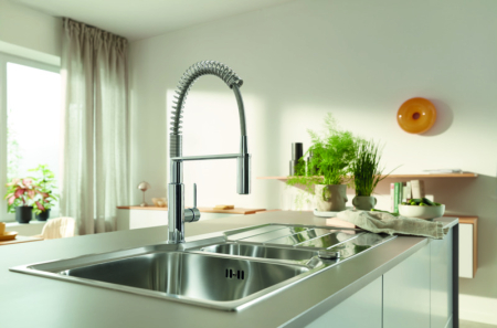 Baterie bucatarie Grohe 30614000, 1 bar, 455 mm, 236 mm, 1 orificii instalare, 2 sprayuri, 360 unghi pivotare, Crom [4]
