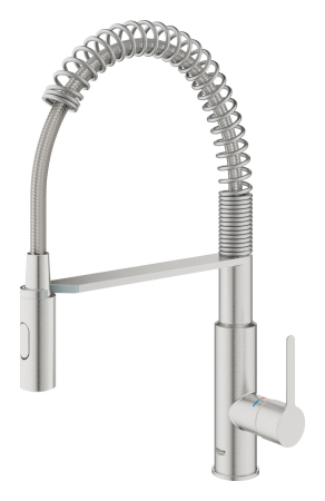 Baterie bucatarie Grohe 30614DC0, Via Cosmo, inalta, tip C, dus, 2 functii, mat, otel satinat [3]