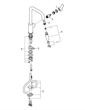 Baterie bucatarie Grohe 30619000, 1 bar, 362 mm, 221 mm, 1 orificii instalare, 2 sprayuri, 180 unghi pivotare, Crom [8]