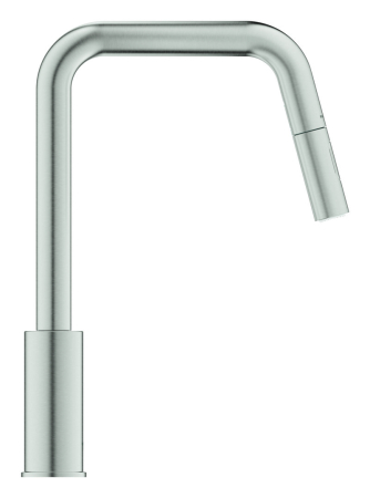 Baterie bucatarie Grohe 30619DC0, Eurosmart, inalta, tip U, dus, 2 functii, mat, otel satinat [6]
