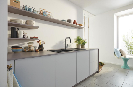 Baterie bucatarie Grohe 306312430, 1 bar, 362 mm, 221 mm, 1 orificii instalare, 2 sprayuri, 120 unghi pivotare, Negru [7]