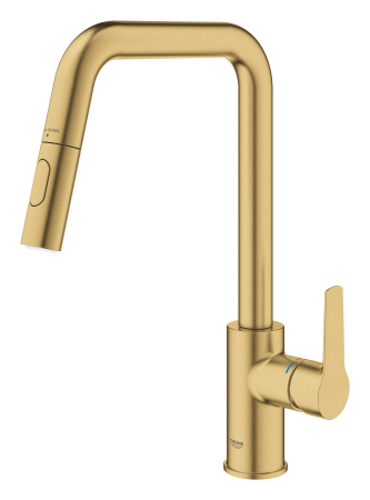 Baterie bucatarie Grohe 30631GN0, Start, inalta, tip U, dus, 2 functii, mat, auriu [3]