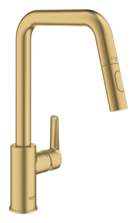 Baterii bucatarie - Baterie bucatarie Grohe 30631GN0, Start, inalta, tip U, dus, 2 functii, mat, auriu