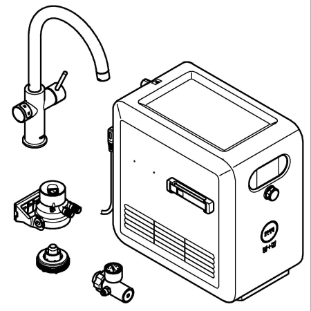 Baterie bucatarie Grohe 31323KS2, Blue Professional, inalta, tip C, filtrare, apa carbogazoasa, include racitor, mat [7]