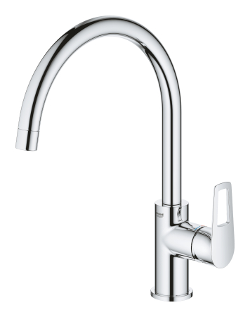 Baterie bucatarie Grohe 31368001, bucatarie Bauloop, tip comanda monocomanda, marime inalta, forma pipa tip c, crom [5]