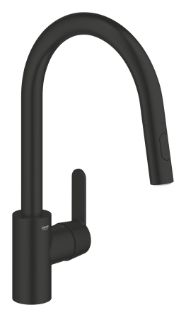 Baterie bucatarie Grohe 314842431, Get, tip comanda monocomanda, forma pipa tip c, marime inalta, negru [2]
