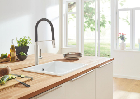 Baterie bucatarie Grohe 31491DC0, Concetto, inalta, tip C, dus profesional, mat, otel satinat [3]