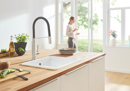 Baterie bucatarie Grohe 31491DC0, Concetto, inalta, tip C, dus profesional, mat, otel satinat [4]