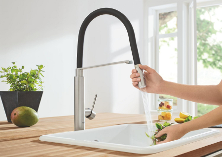 Baterie bucatarie Grohe 31491DC0, Concetto, inalta, tip C, dus profesional, mat, otel satinat [2]