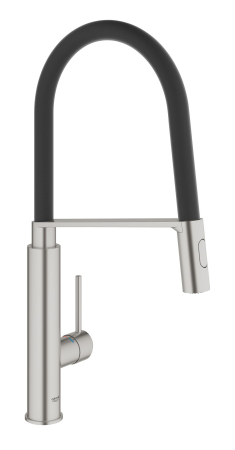 Baie - Baterie bucatarie Grohe 31491DC0, Concetto, inalta, tip C, dus profesional, mat, otel satinat