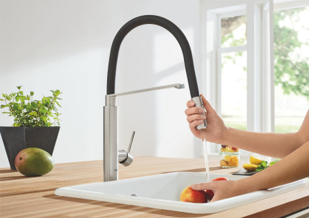 Baterie bucatarie Grohe 31491DC0, Concetto, inalta, tip C, dus profesional, mat, otel satinat [6]