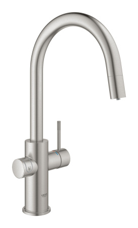 Baterie bucatarie Grohe 31541DC0, Blue Home, inalta, tip C, dus extractabil, filtrare, CO2, racire, mat, otel satinat [1]