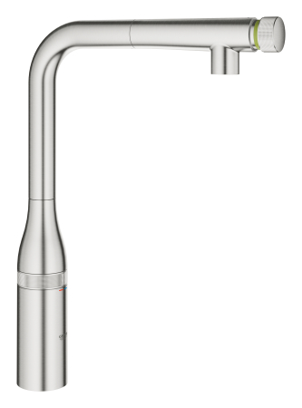 Baterie bucatarie Grohe 31615DC0, Essence Smartcontrol, inalta, tip L, dus extractabil, 2 functii, mat, otel satinat [3]