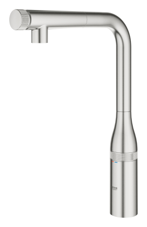 Baterie bucatarie Grohe 31615DC0, Essence Smartcontrol, inalta, tip L, dus extractabil, 2 functii, mat, otel satinat [2]