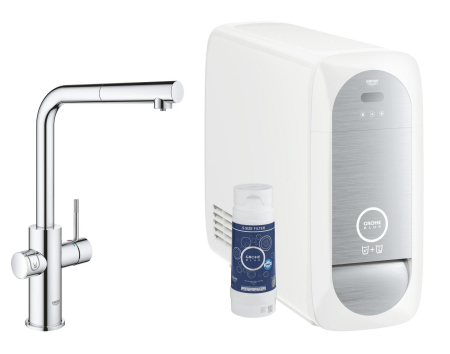 Baterii bucatarie - Baterie bucatarie Grohe 31927001, 1 bar, 378 mm, 221 mm, 1 orificii instalare, 3 sprayuri, 180 unghi pivotare, Crom