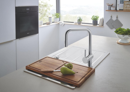 Baterie bucatarie Grohe 32322DC2, Minta, inalta, tip U, dus extractabil, mat, otel satinat [1]