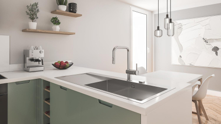 Baterie bucatarie Grohe 32322DC2, Minta, inalta, tip U, dus extractabil, mat, otel satinat [3]
