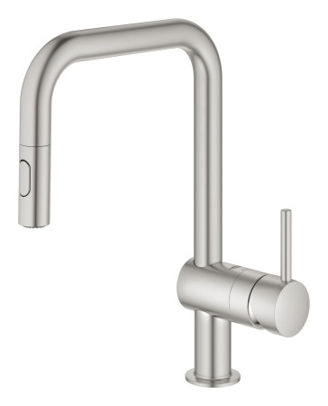 Baterie bucatarie Grohe 32322DC2, Minta, inalta, tip U, dus extractabil, mat, otel satinat [2]