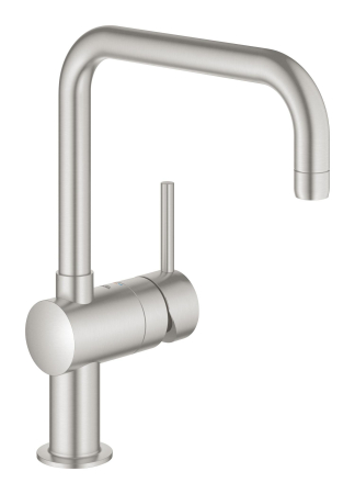 Baie - Baterie bucatarie Grohe 32488DC0, Minta, inalta, tip U, mat, otel satinat