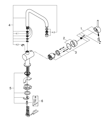 Baterie bucatarie Grohe 32488DC0, Minta, inalta, tip U, mat, otel satinat [3]