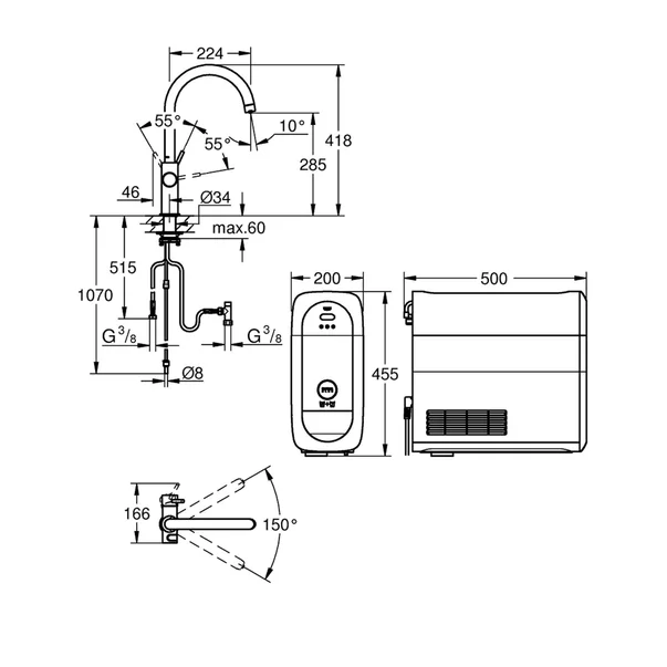 Baterie bucatarie Grohe Blue Home crom pipa tip C si Starter Kit [1]