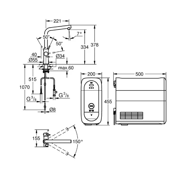 Baterie bucatarie Grohe Blue Home crom pipa tip L si Starter Kit [2]