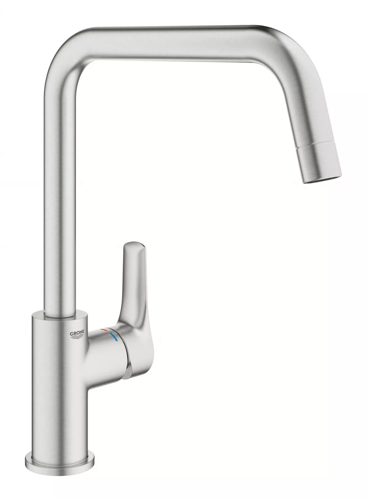 Baterii bucatarie - Baterie bucatarie Grohe Eurosmart, inalta, tip U, mat, otel satinat, 30567DC0