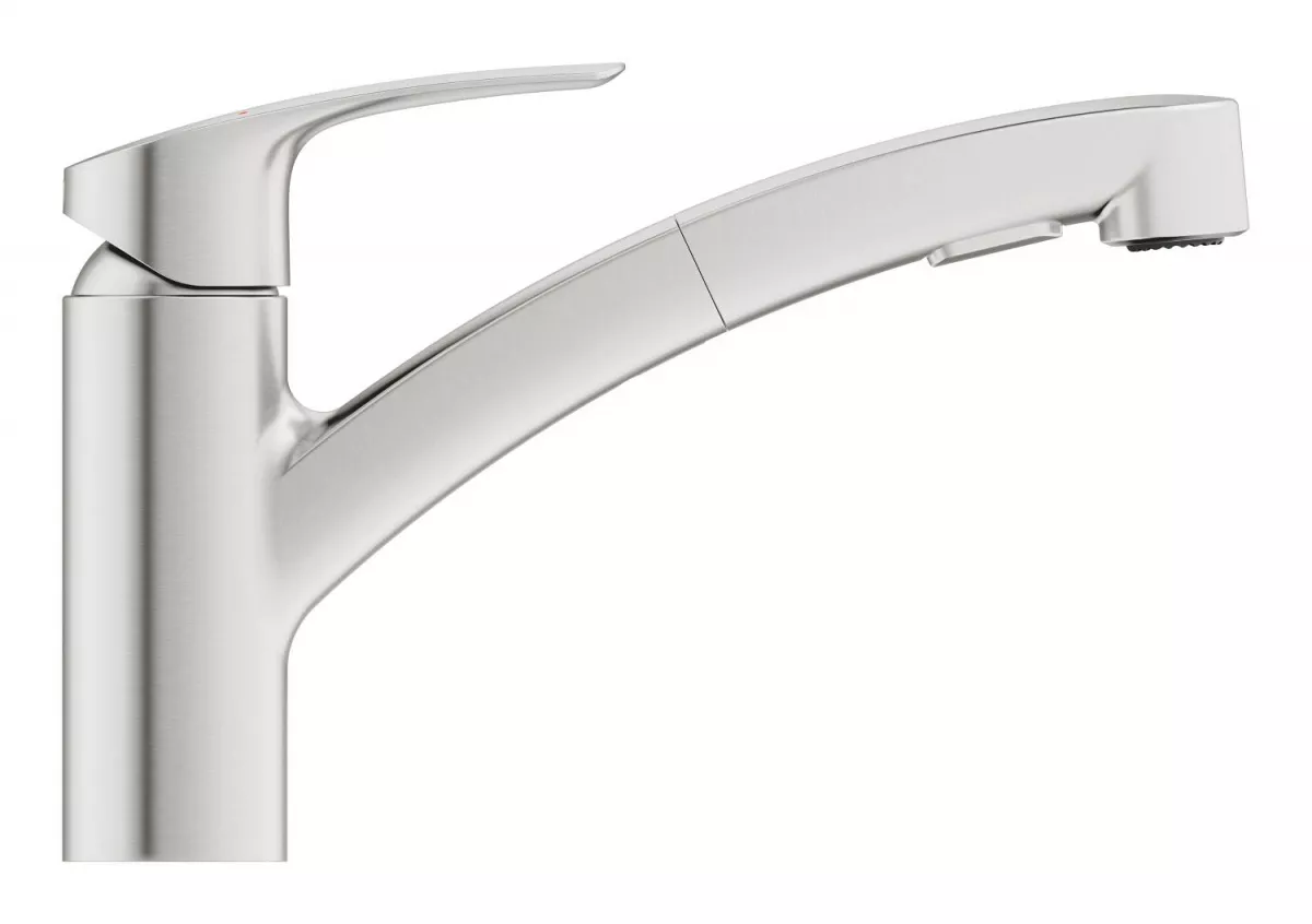 Baterie bucatarie Grohe Eurosmart, joasa, tip L, dus, 2 functii, mat, otel satinat, 30305DC1 [3]