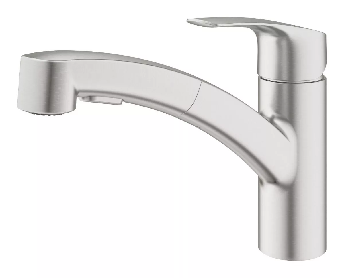 Baterie bucatarie Grohe Eurosmart, joasa, tip L, dus, 2 functii, mat, otel satinat, 30305DC1 [4]