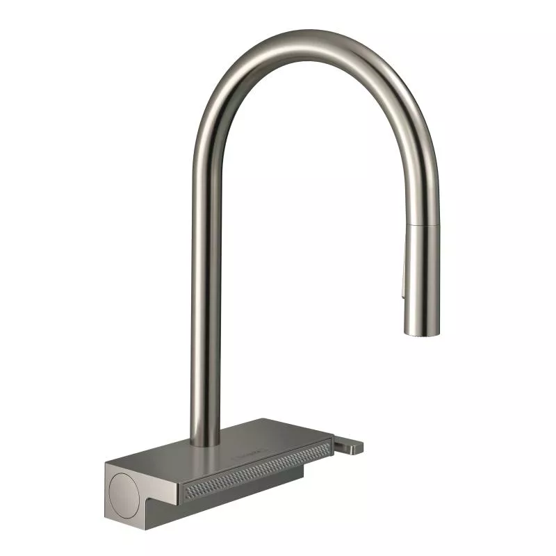 Baterii bucatarie - Baterie bucatarie Hansgrohe Aquno Select M81, 3/8'', inalta, tip C, dus, 3 functii, mat, otel, 73831800