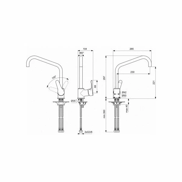 Baterie bucatarie Ideal Standard Alpha cu montaj pe perete [1]