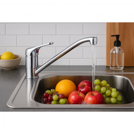 Baterie bucatarie La Brocca SIENA P100C501, Monocomanda, Pipa lunga rotativa, Economie de apa, Silentioasa, Usor de curatat si instalat, alama sanitara, Finisaj crom [2]