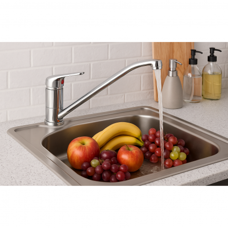 Baterie bucatarie La Brocca SIENA P100C501, Monocomanda, Pipa lunga rotativa, Economie de apa, Silentioasa, Usor de curatat si instalat, alama sanitara, Finisaj crom [3]