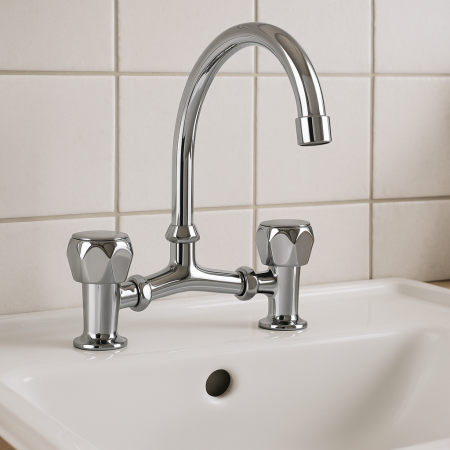 Baterie bucatarie Remer Rubinetterie 1000-2000 14Y, dublu comanda, pipa inalta, rezistenta in utilizare, alama cromata [1]