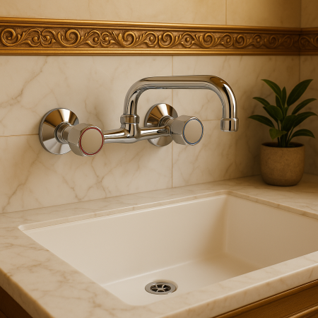 Baterie bucatarie Remer Rubinetterie 1000-2000 41SY, dublu comanda, rezistenta la coroziune, pipa pivotanta, design clasic, usor de montat, alama cromata [2]