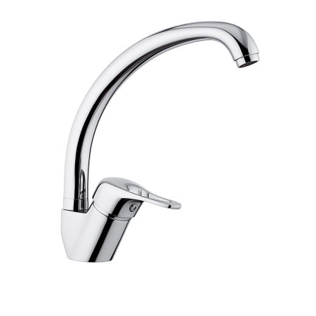 Baterii bucatarie - Baterie bucatarie Remer Rubinetterie Kitchen K42, monocomanda, finisaj cromat, pipa inalta pivotanta, alama sanitara