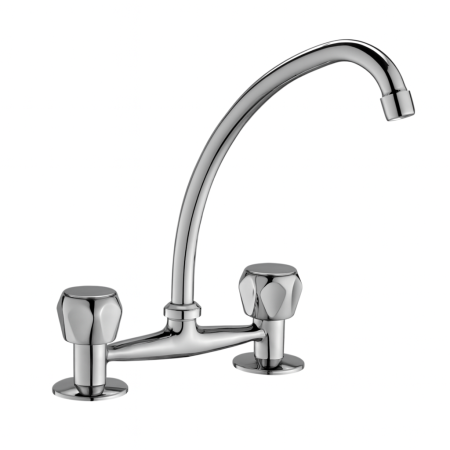 Baterii bucatarie - Baterie bucatarie Remer Rubinetterie 1000-2000 14Y, dublu comanda, pipa inalta, rezistenta in utilizare, alama cromata