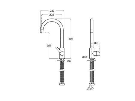 Baterie bucatarie Roca A5A7409B00, 0.8 bar, 394 mm, 237 mm, 1 orificii instalare, 1 sprayuri, 180 unghi pivotare, Alb [1]