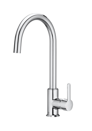 Baie - Baterie bucatarie Roca A5A7409C00, Mencia, tip comanda monocomanda, forma pipa tip c, marime inalta, crom