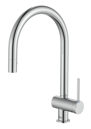 Baie - Baterie bucatarie Roca A5A811FC00, ONA, tip comanda monocomanda, forma pipa tip c, marime inalta, crom
