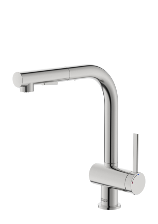 Baterii bucatarie - Baterie bucatarie Roca A5A851FSM0, 0.8 bar, 302 mm, 225 mm, 1 orificii instalare, 2 sprayuri, Otel satinat
