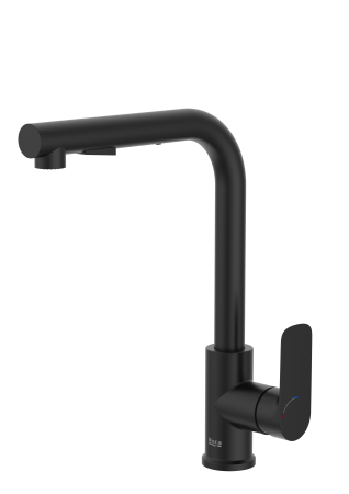 Baterii bucatarie - Baterie bucatarie Roca A5A856ENB0, 0.8 bar, 296 mm, 217 mm, 1 orificii instalare, 2 sprayuri, 150 unghi pivotare, Negru