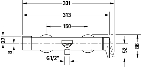 Baterie cada Duravit TU5230000010, Tulum, montaj pe perete, tip incastrare aparent, tip comanda monocomanda, crom [4]