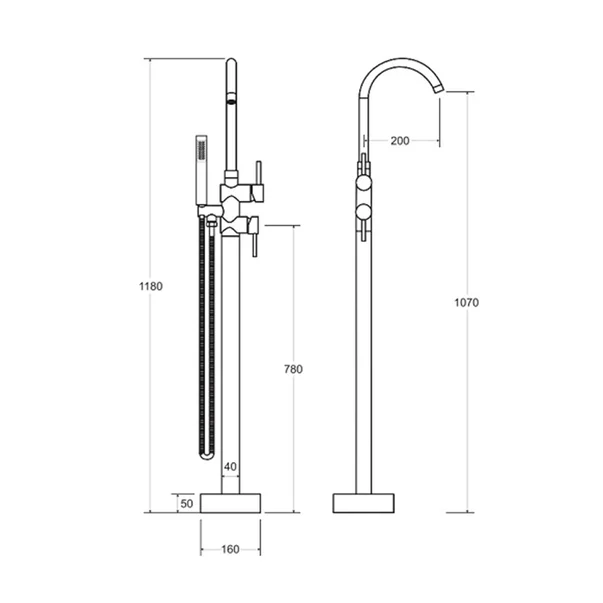 Baterie cada - dus freestanding Besco Illusion auriu lucios [2]