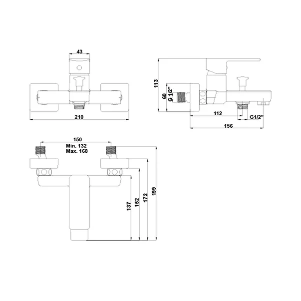 Baterie cada - dus Gala Cubo monocomanda crom lucios [1]
