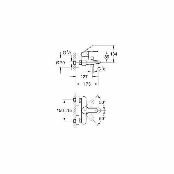 Baterie cada - dus Grohe Eurostyle Cosmopolitan crom lucios [2]