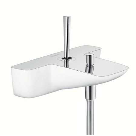 Baie - Baterie cadă-duș Hansgrohe, PuraVida, mâner joystick, alb/crom