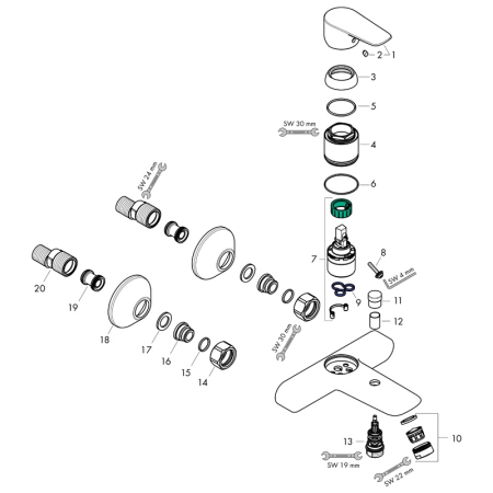 Baterie cada-dus Hansgrohe, Talis E, crom [4]